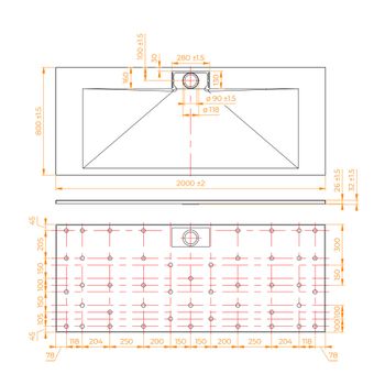 Душевой поддон 80*200*2,6 RGW TKS-208W Белый/Прямоуг Ø 90 мм  — фото 6, Стеклопластиковые душевые поддоны