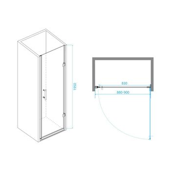 Душевая дверь  90*195 RGW PA-06 B Чёрный/Прозрачное/6 мм (Easy) — фото 3, Распашные душевые двери