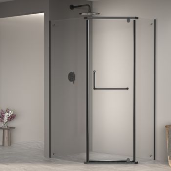 Душевой уголок  80*90*195 RGW PA-091-B Трапеция/Чёрный/Прозрачное/6 мм (EasyClean) — фото 1, Душевые уголки трапеция