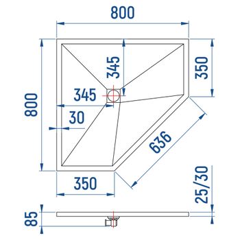 Душевой поддон IN T-8080 графит Трапеция 80*80 — фото 6, Душевые поддоны из искусственного камня