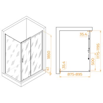 Душевой уголок  90*120*185 RGW PA-145 Прямоуг./Хром/Прозрачное/6 мм (Easy) — фото 2, Прямоугольные душевые уголки