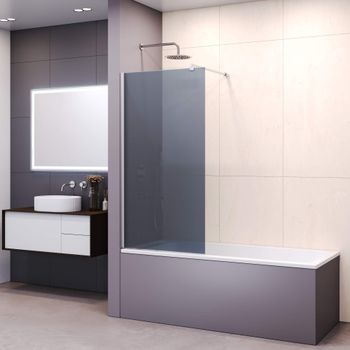 Шторка на ванну 60*150 RGW SC-050 Хром/Тонированное(серое)/6 мм (Easy) — фото 1, Неподвижные шторки для ванной