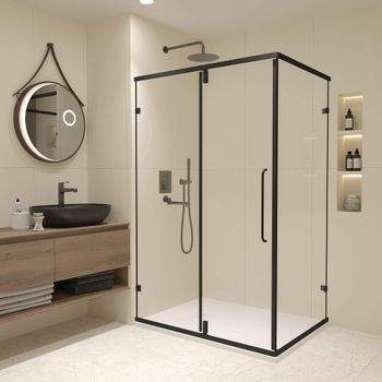 Душевой уголок 100* 80*185 RGW CL-46-B Прямоуг./Чёрный/Прозрачное/6 мм — фото 1, Прямоугольные душевые уголки