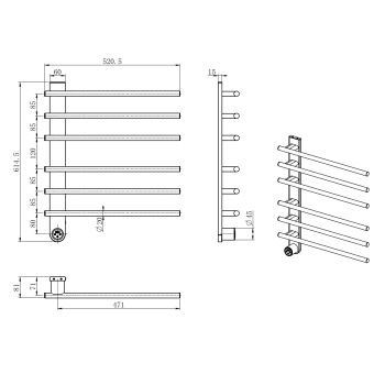 Товар: AQM3116MB Полотенцесушитель электрический 520*624 c терморегуляторм, цвет: черный матовый. - фото 3 AQM3116MB Полотенцесушитель электрический 520*624 c терморегуляторм, цвет: черный матовый. — фото 3, Электрические полотенцесушители