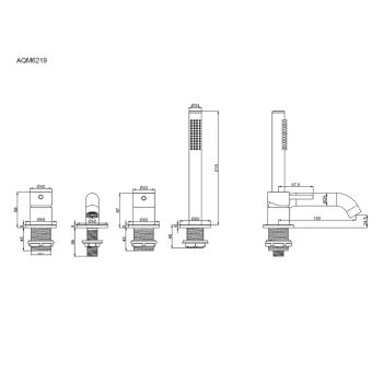 AQM6219BN Siena Смеситель на борт ванны на 4 отв, комплект, никель шлифованный — фото 3, Смесители
