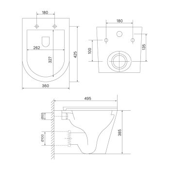 Унитаз подвесной безободковый IDDIS Axes (AXERDSEi25) — фото 3, Подвесные унитазы