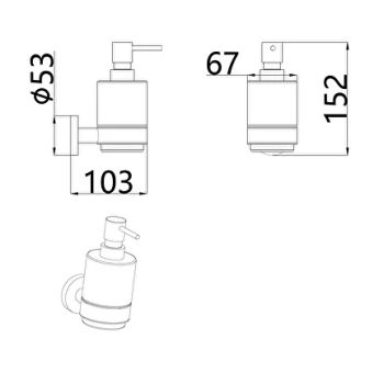 AQM7213MB Trento Диспенсер для жидкого мыла 200мл, латунь/матовое стекло, черный матовый — фото 2, Диспенсеры для жидкого мыла
