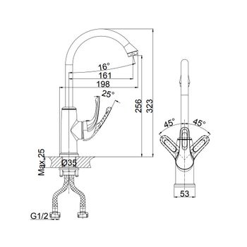 Смеситель для кухни D&K Rhein DA1372425, черный — фото 1, Смесители для кухни