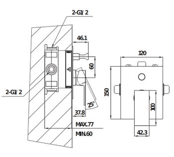 CREAVIT Смеситель скрытого монтажа 2 режима DSU2002 — фото 2, Смесители