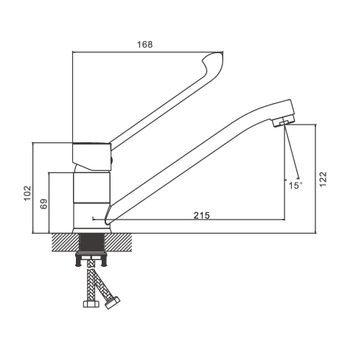 Смеситель для кухни с хирургической ручкой BELZ B70019-3, оружейная сталь — фото 1, Смесители для кухни