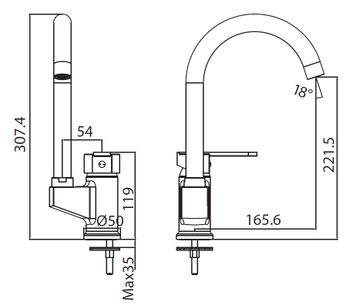 CREAVIT Cмеситель для кухни VEGA VG1509 — фото 2, Смесители для кухни