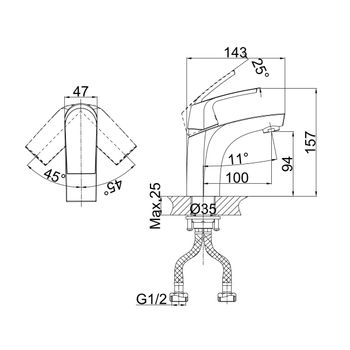 Смеситель для раковины D&K Rhein DA1282101, хром — фото 3, Смесители для раковины