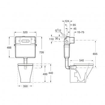 GAP 4 в 1 (Basic Tank cкрытый бачок+приставной унитаз+сиденье с механизмом Soft-Closing+смывная клав 7893109000 — фото 3, Комплекты унитаз + инсталляция