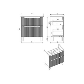 Тумба EUPHORIA, 80 см, подвесная/напольная, 2 ящика, серый базальт матовый 99.2022 — фото 4, Тумбы под раковину