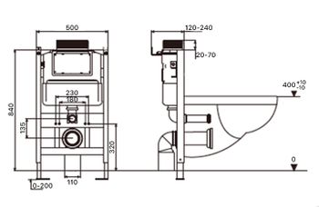 Инсталляция для подвесного унитаза IBERICA BLANCA SILENCIO PNEUMATICO CORTO с пневматическим управлением (IB.800APC) — фото 4, Инсталляции для унитазов
