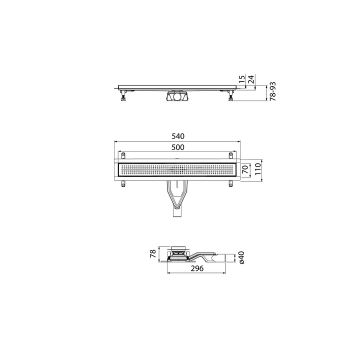 Лоток душевой, сифон 360, комбинированный затвор, перфорированная решетка, 500мм, хром, IDDIS, 975B5SB20DZ — фото 3, Трапы для душа