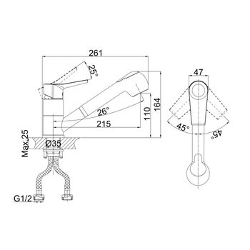Смеситель для кухни D&K Rhein DA1262501, хром — фото 1, Смесители для кухни