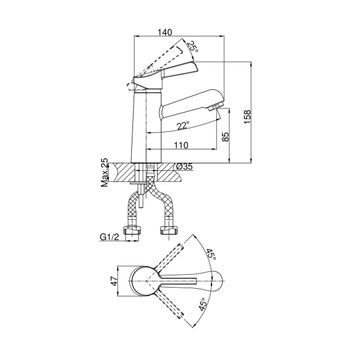 Смеситель для раковины D&K Rhein DA1462101, хром — фото 1, Смесители для раковины