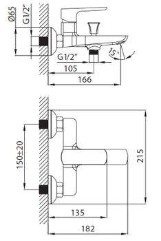 CREAVIT Cмеситель для ванны SLOPE SP2500 — фото 2, Смесители