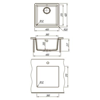 Кухонная мойка Lemark SINARA 400-U подстольного монтажаиз кварцгранита, Грей 9910063 — фото 4, Кухонные мойки