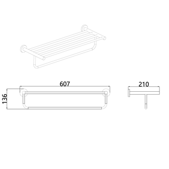 AQM7206CR Trento Полка для полотенец 600мм, хром — фото 2, Полки для полотенец