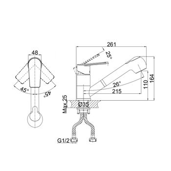 Смеситель для кухни D&K Rhein DA1322501, хром — фото 1, Смесители для кухни