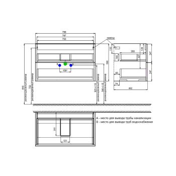Тумба с умывальником IDDIS Bild подвесная, 80 см, дуб светлый (BIL80V0i95K) — фото 3, Тумбы с раковиной