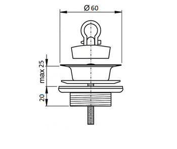 Выпуск для раковины с пробкой CeramaLux B035 — фото 2, Прочие комплектующие для слива и канализации