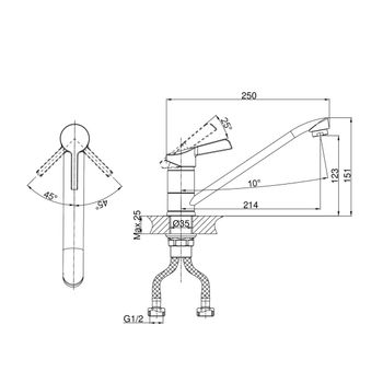 Смеситель для кухни D&K Rhein DA1462301, хром — фото 1, Смесители для кухни