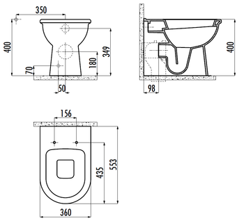 CREAVIT SELIN Унитаз приставной с биде SL350-00CB00E-0000 — фото 2, Напольные унитазы