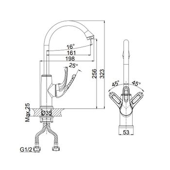 Смеситель для кухни D&K Rhein DA1372421, бежевый — фото 1, Смесители для кухни