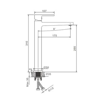 Смеситель для раковины высокий BELZ B11658-7, черный — фото 1, Смесители для раковины
