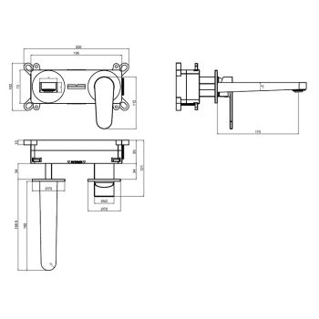 AQM6915CR Novara Смеситель для раковины настенный на 2отв., цвет хром — фото 3, Смесители для раковины
