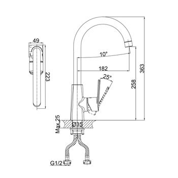Смеситель для кухни D&K Rhein DA1322441, хром — фото 1, Смесители для кухни