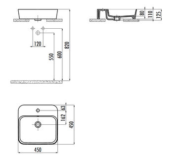 CREAVIT Раковина мебельная (45 см) LP046 LP046-00CB00E-0000 — фото 2, Раковины накладные