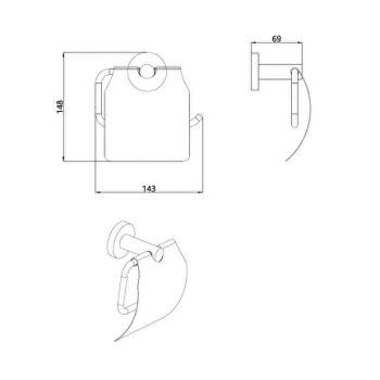 AQM7210MB Trento Держатель туалетной бумаги с крышкой, черный матовый — фото 2, Держатели туалетной бумаги