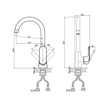 Смеситель для кухни D&K Venice DA1022418, черный — фото 1, Смесители для кухни