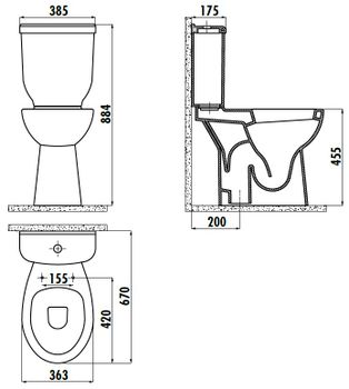CREAVIT Унитаз для инвалидов с биде BD305-00CB00E-0000 — фото 3, Напольные унитазы