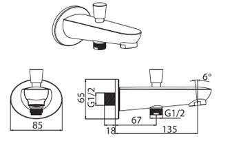 CREAVIT Излив для смесителя скрытого монтажа A08 — фото 2, Изливы