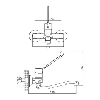 Смеситель для кухни с хирургической ручкой BELZ B79019-3, оружейная сталь — фото 2, Смесители для кухни