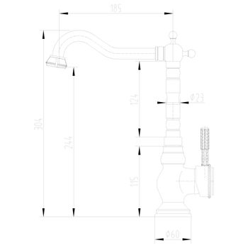 Jasmine Смеситель для кухни, выс.пов.излив 185мм, р/ОД, бронза, LM, LM6645B — фото 2, Смесители для кухни
