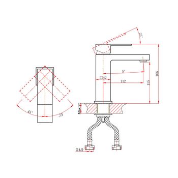 Смеситель для раковины D&K Bayern.Liszt DA1512107, матовое золото — фото 2, Смесители для раковины
