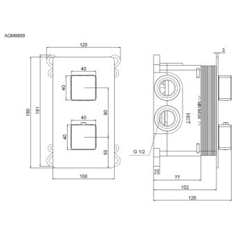 AQM8809MB Savona Встраиваемый термостат на 3 потр. в комплекте с внутр. частью, черный матовый — фото 3, Смесители