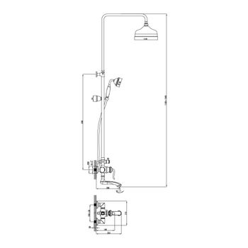 Brava Смеситель для ванны-душа, пов.излив 206мм верх.лейка 'Троп.дождь', р/ОД, золото, LM, LM4762G — фото 3, Лейки для душа