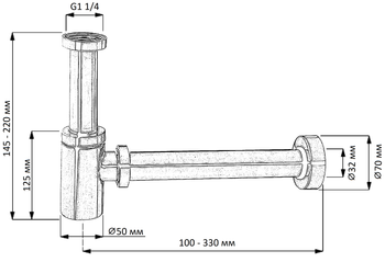 CREAVIT Сифон для раковины латунь ЧЕРНЫЙ SF198S — фото 2, Сифоны для раковины