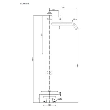AQM6211BN Siena Смеситель для напольной раковины (монт. часть в комплекте), никель шлифованный — фото 3, Смесители для раковины