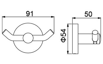 Крючок двойной Timo Saona 13012/20 золото шлифованное — фото 2, Крючки для полотенец