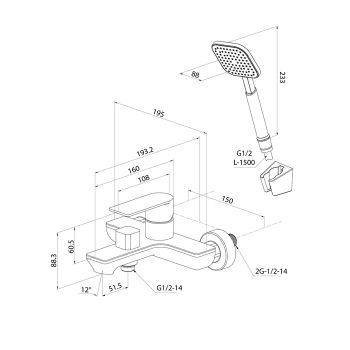 Смеситель для ванны Milardo Maze сатин (MAZBN00M02) — фото 2, Смеситель для ванны