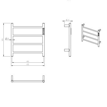 AQM3124BG Полотенцесушитель электрический 475*474 c терморегуляторм, цвет: золото шлифованное. — фото 4, Электрические полотенцесушители