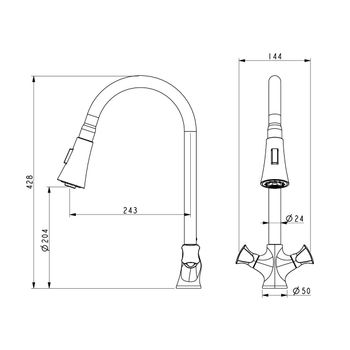 Смеситель для кухни D&K Hessen DA1382501, хром — фото 2, Смесители для кухни